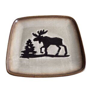 Homestudio Moose Square Dinner Plate Platter Woodland Replacement Dish 11.4"